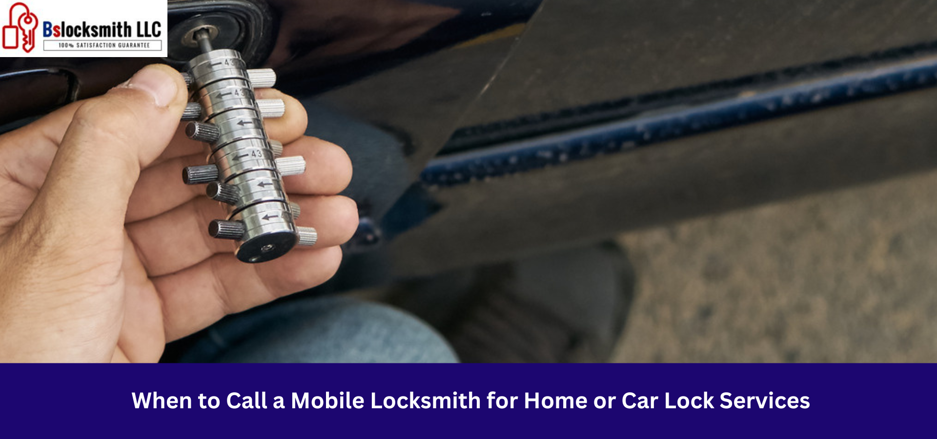 Mobile locksmith from BS Locksmith working on a door lock repair.